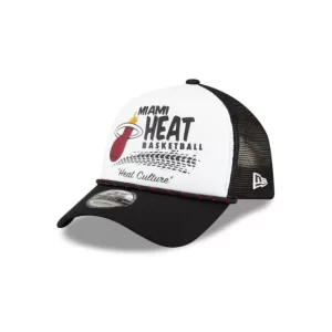 Caps* Miami Heat 2024 Rally Drive White 9FORTY AFrame Trucker Hat - KTGCaps - Baseball caps for various teams, purchased online at a discount