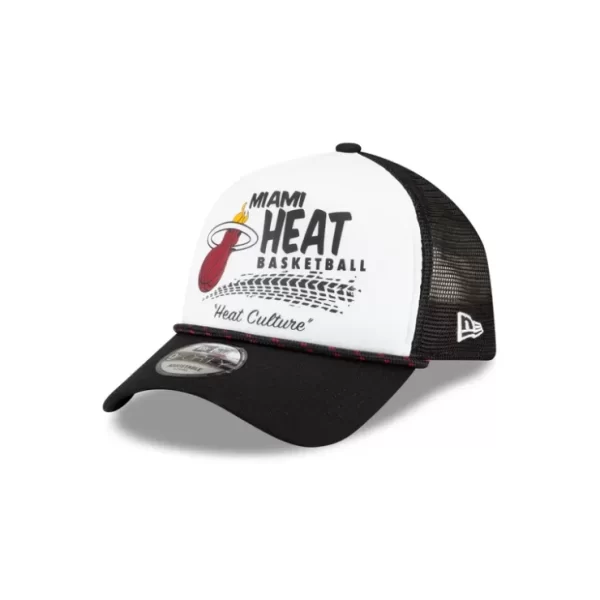 Caps* Miami Heat 2024 Rally Drive White 9FORTY AFrame Trucker Hat - KTGCaps - Baseball caps for various teams, purchased online at a discount