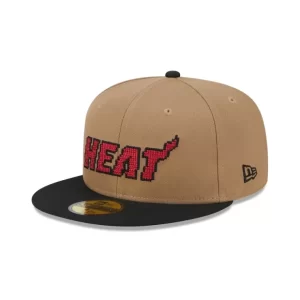 Caps* Miami Heat Classic 8Bit Wordmark 59FIFTY Fitted Hat - KTGCaps - Baseball caps for various teams, purchased online at a discount