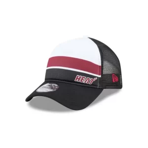 Caps* Miami Heat Color Block 9FORTY AFrame Trucker Snapback Hat - KTGCaps - Baseball caps for various teams, purchased online at a discount