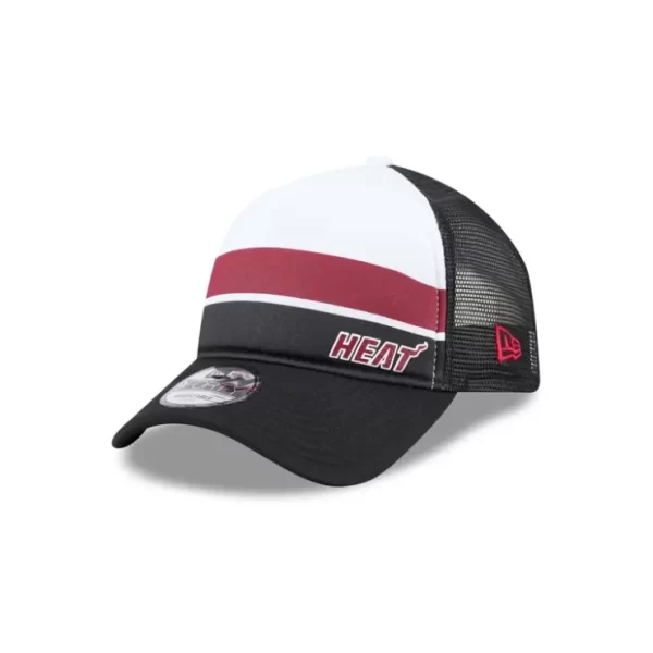 Caps* Miami Heat Color Block 9FORTY AFrame Trucker Snapback Hat - KTGCaps - Baseball caps for various teams, purchased online at a discount