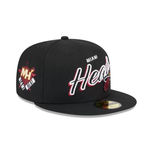 Caps* Miami Heat Script Sided 59FIFTY Fitted Hat - KTGCaps - Baseball caps for various teams, purchased online at a discount