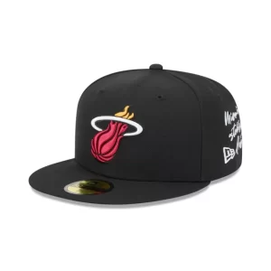Caps* Miami Heat Team Verbiage 59FIFTY Fitted Hat - KTGCaps - Baseball caps for various teams, purchased online at a discount