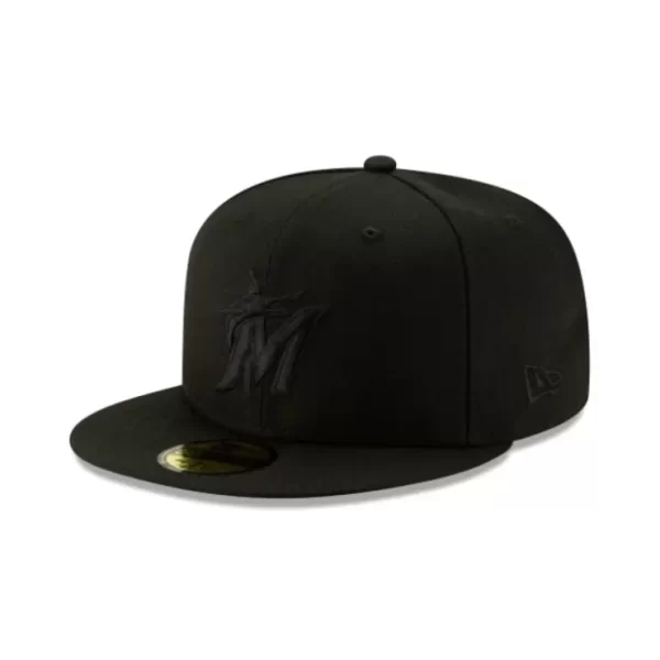 Caps* Miami Marlins 2019 Blackout Basic 59FIFTY Fitted Hat - KTGCaps - Baseball caps for various teams, purchased online at a discount