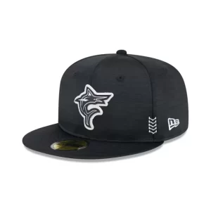 Caps* Miami Marlins 2024 Clubhouse Black 59FIFTY Fitted Hat - KTGCaps - Baseball caps for various teams, purchased online at a discount