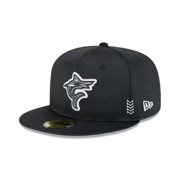 Caps* Miami Marlins 2024 Clubhouse Black 59FIFTY Fitted Hat - KTGCaps - Baseball caps for various teams, purchased online at a discount