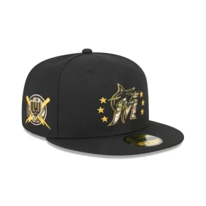 Caps* Miami Marlins Armed Forces Day 2024 59FIFTY Fitted Hat - KTGCaps - Baseball caps for various teams, purchased online at a discount