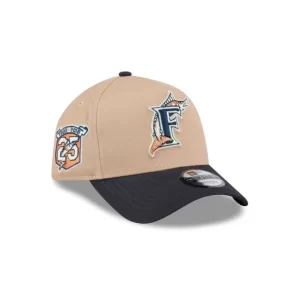 Caps* Miami Marlins Beige Khaki 9FORTY AFrame Snapback Hat - KTGCaps - Baseball caps for various teams, purchased online at a discount