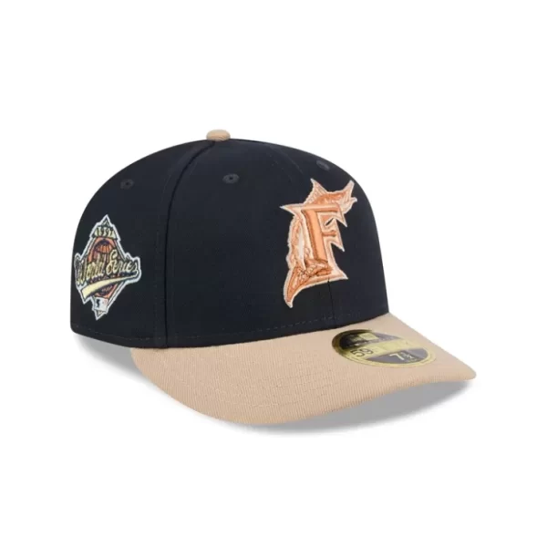 Caps* Miami Marlins Blue Ivory Low Profile 59FIFTY Fitted Hat - KTGCaps - Baseball caps for various teams, purchased online at a discount