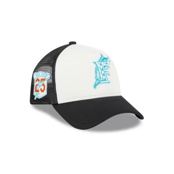 Caps* Miami Marlins Checkered Flag 9FORTY AFrame Trucker Hat - KTGCaps - Baseball caps for various teams, purchased online at a discount