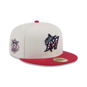 Caps* Miami Marlins Independence Day 2024 59FIFTY Fitted Hat - KTGCaps - Baseball caps for various teams, purchased online at a discount