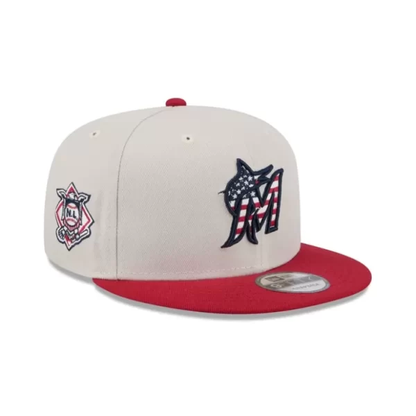 Caps* Miami Marlins Independence Day 2024 9FIFTY Snapback Hat - KTGCaps - Baseball caps for various teams, purchased online at a discount