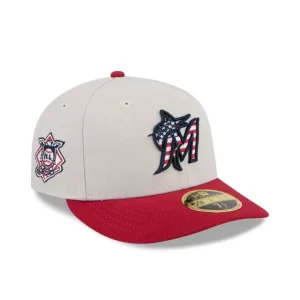 Caps* Miami Marlins Independence Day 2024 Low Profile 59FIFTY Fitted Hat - KTGCaps - Baseball caps for various teams, purchased online at a discount