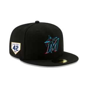 Caps* Miami Marlins Jackie Robinson Day 2024 59FIFTY Fitted Hat - KTGCaps - Baseball caps for various teams, purchased online at a discount