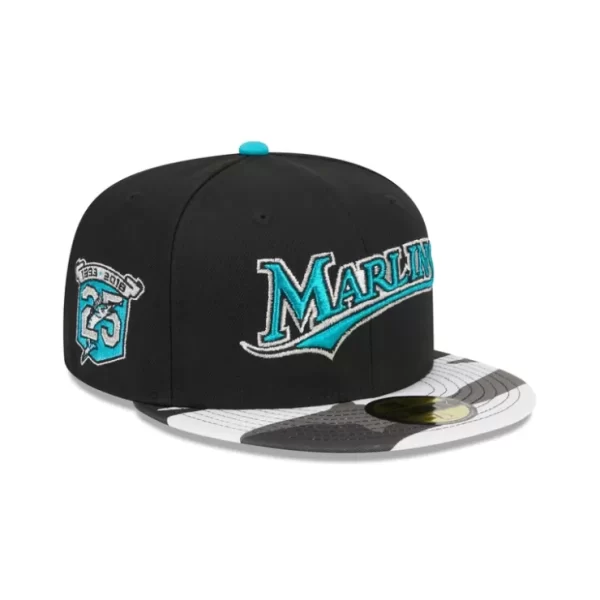 Caps* Miami Marlins Metallic Camo 59FIFTY Fitted Hat - KTGCaps - Baseball caps for various teams, purchased online at a discount