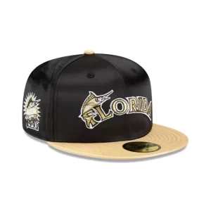 Caps* Miami Marlins Metallic Gold 59FIFTY Fitted Hat - KTGCaps - Baseball caps for various teams, purchased online at a discount