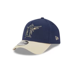 Caps* Miami Marlins Moleskin Crown Navy 9FORTY AFrame Snapback Hat - KTGCaps - Baseball caps for various teams, purchased online at a discount