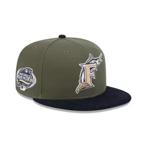Caps* Miami Marlins Olive Green 59FIFTY Fitted Hat - KTGCaps - Baseball caps for various teams, purchased online at a discount