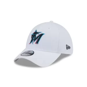 Caps* Miami Marlins Optic White 39THIRTY Stretch Fit Hat - KTGCaps - Baseball caps for various teams, purchased online at a discount