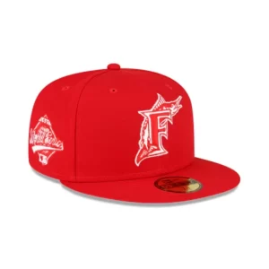 Caps* Miami Marlins Sidepatch Red 59FIFTY Fitted Hat - KTGCaps - Baseball caps for various teams, purchased online at a discount