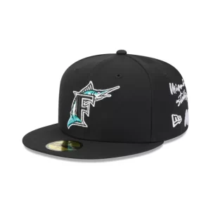Caps* Miami Marlins Team Verbiage 59FIFTY Fitted Hat - KTGCaps - Baseball caps for various teams, purchased online at a discount