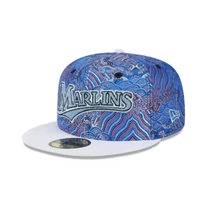Caps* Miami Marlins Wave Fill 59FIFTY Fitted Hat - KTGCaps - Baseball caps for various teams, purchased online at a discount