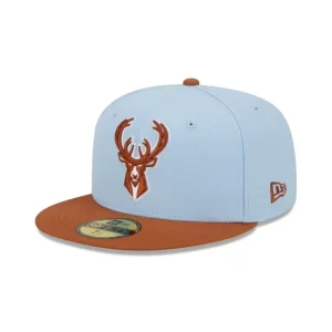 Caps* Milwaukee Bucks Color Pack Glacial Blue 59FIFTY Fitted Hat - KTGCaps - Baseball caps for various teams, purchased online at a discount