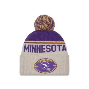 Caps* Minnesota Vikings 2024 Cold Weather Historic Pom Knit Hat - KTGCaps - Baseball caps for various teams, purchased online at a discount