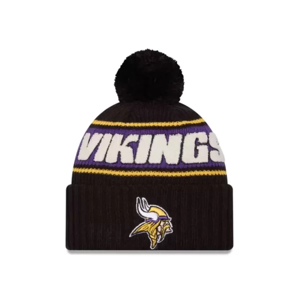 Caps* Minnesota Vikings 2024 Cold Weather Black Pom Knit Hat - KTGCaps - Baseball caps for various teams, purchased online at a discount