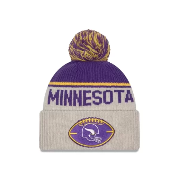 Caps* Minnesota Vikings 2024 Cold Weather Historic Pom Knit Hat - KTGCaps - Baseball caps for various teams, purchased online at a discount