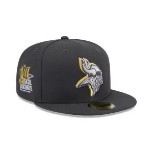 Caps* Minnesota Vikings 2024 Draft Gray 59FIFTY Fitted Hat - KTGCaps - Baseball caps for various teams, purchased online at a discount