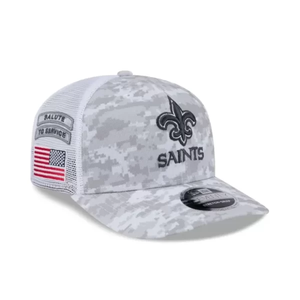 Caps* New Orleans Saints 2024 Salute to Service 9SEVENTY Trucker Hat - KTGCaps - Baseball caps for various teams, purchased online at a discount