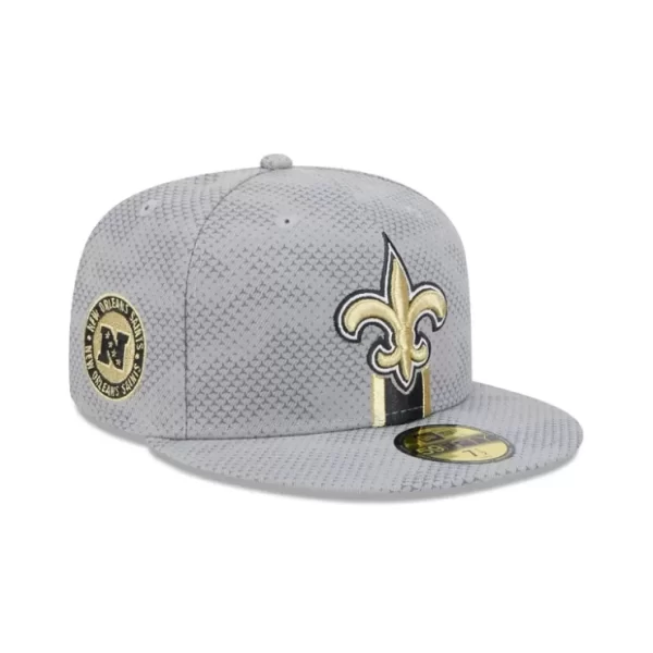 Caps* New Orleans Saints 2024 Sideline Gray 59FIFTY Fitted Hat - KTGCaps - Baseball caps for various teams, purchased online at a discount