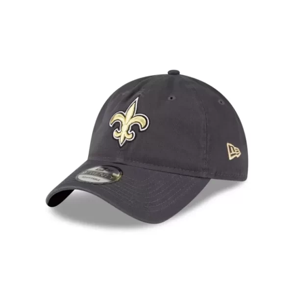 Caps* New Orleans Saints NFL Core Classic Graphite 9TWENTY Adjustable Hat - KTGCaps - Baseball caps for various teams, purchased online at a discount