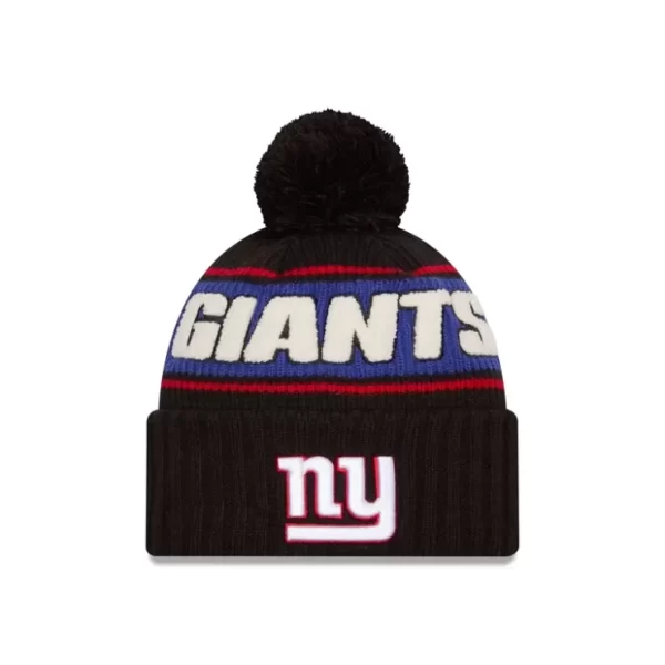 Caps* New York Giants 2024 Cold Weather Black Pom Knit Hat - KTGCaps - Baseball caps for various teams, purchased online at a discount